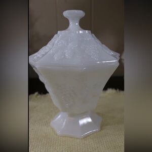 Vintage Anchor Hocking Milk Glass Candy Dish